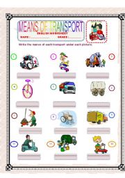 English Worksheet: Means Of Transport - Gap Filling Part-2