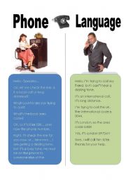 English Worksheet: Phone language