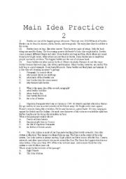 English Worksheet: Main Idea Practice 2