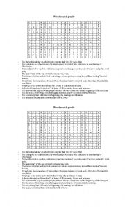 English Worksheet: Holidays word search puzzle