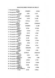 English Worksheet: CIRCLE THE CORRECT OPPOSITE