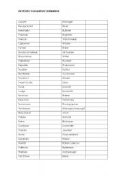English Worksheet: List of jobs to tranlate