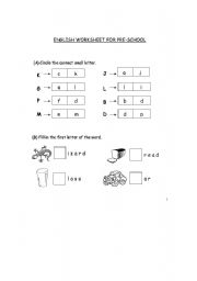 English worksheet: English Worksheet for Pre-school