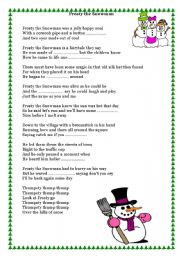 English Worksheet: Song - Frosty the Snowman