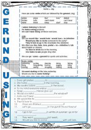 English Worksheet: GERUND