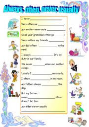 English Worksheet: ALWAYS, OFTEN, NEVER, USUALLY