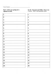 English worksheet: Spelling Worksheet