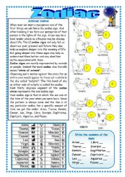 English Worksheet: ZODIAC AND ELEMENTS