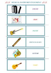 English Worksheet: MUSICAL INSTRUMENTS DOMINO