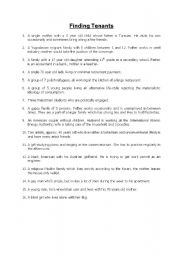 English Worksheet: finding tenants