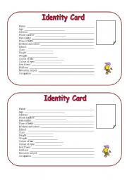English Worksheet: ID card (boys)