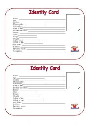English Worksheet: ID card (girls)