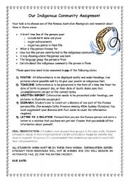 English Worksheet: Aboriginal Assignment