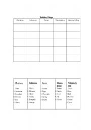 English Worksheet: Holiday Bingo