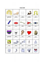 English Worksheet: Body Parts