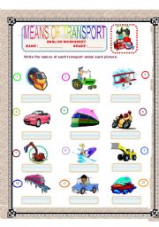 English Worksheet: Means Of Transport - Gap Filling Part-4