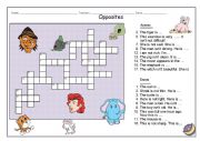 English Worksheet: Opposites - adjectives - crossword