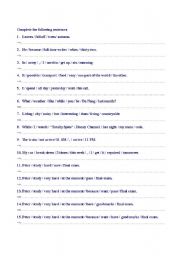 English Worksheet: Sentence Building