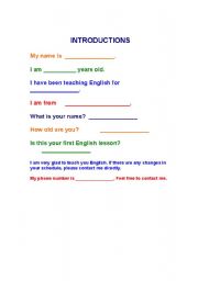 English worksheet: Introduction with Student