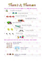 English Worksheet: There is & There are