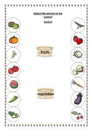 English worksheet: fruit and vegetable matching activity