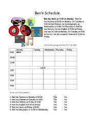 English Worksheet: School Subjects