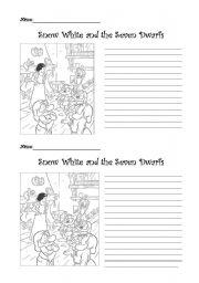 English worksheet: Writing for snow white and dwarf