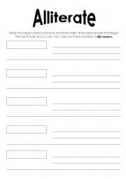 English Worksheet: Alliteration