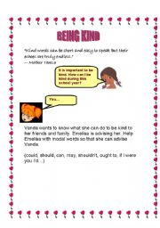 English Worksheet: being kind- an activity for MODALS