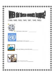 English Worksheet: When did these events happens?