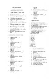 English worksheet: tag questons