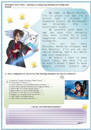 English Worksheet: Harry Potter - describing people (readng and writing skills)