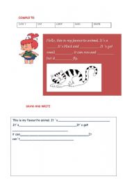 English worksheet: animal