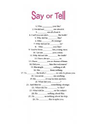 English Worksheet: Say or Tell