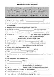 English Worksheet: Phrasal verbs and useful expressions