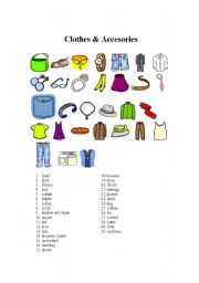 English Worksheet: Clothes and accesories