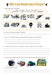 English Worksheet: Which means of transport is your favourite?