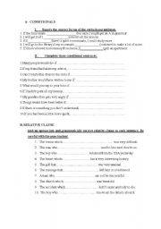 English worksheet: conditionals and relative clauses