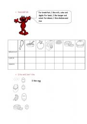 English worksheet: food