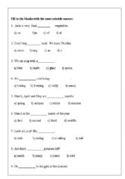 English Worksheet: general english test