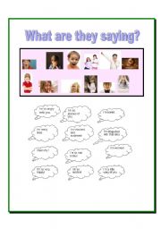 English worksheet: What are they saying? EMOTIONS