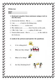 English Worksheet: Present Progressive Test