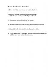 English worksheet: The Greeting Excercise