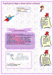 English Worksheet: GRAMMARMAN explains when to use Present perfect simple or present perfect continuous