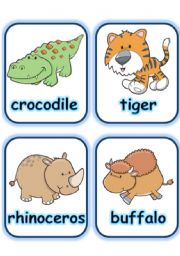 English Worksheet:  FLASHCARD SET 3- WILD ANIMALS - PART 2