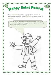 English Worksheet: Saint patrick activities for young learners