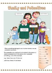 English Worksheet: Possessives and family