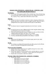 English Worksheet: lesson plan for grade 5 ESL Students