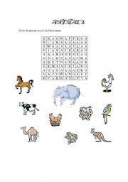 English worksheet: Animals Puzzle