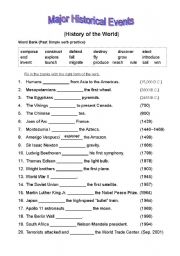 English Worksheet: History of the World
